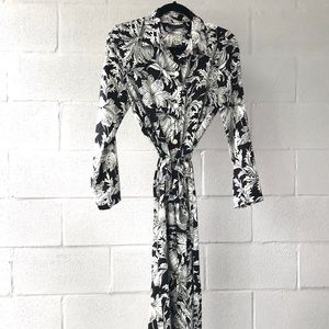 Zara Woman floral jacquard dress, gold buttons